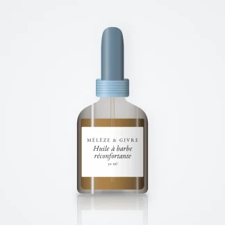 Huile à barbe réconfortante au ciste – Mélèze & Givre, flacon compte-gouttes 30 ml