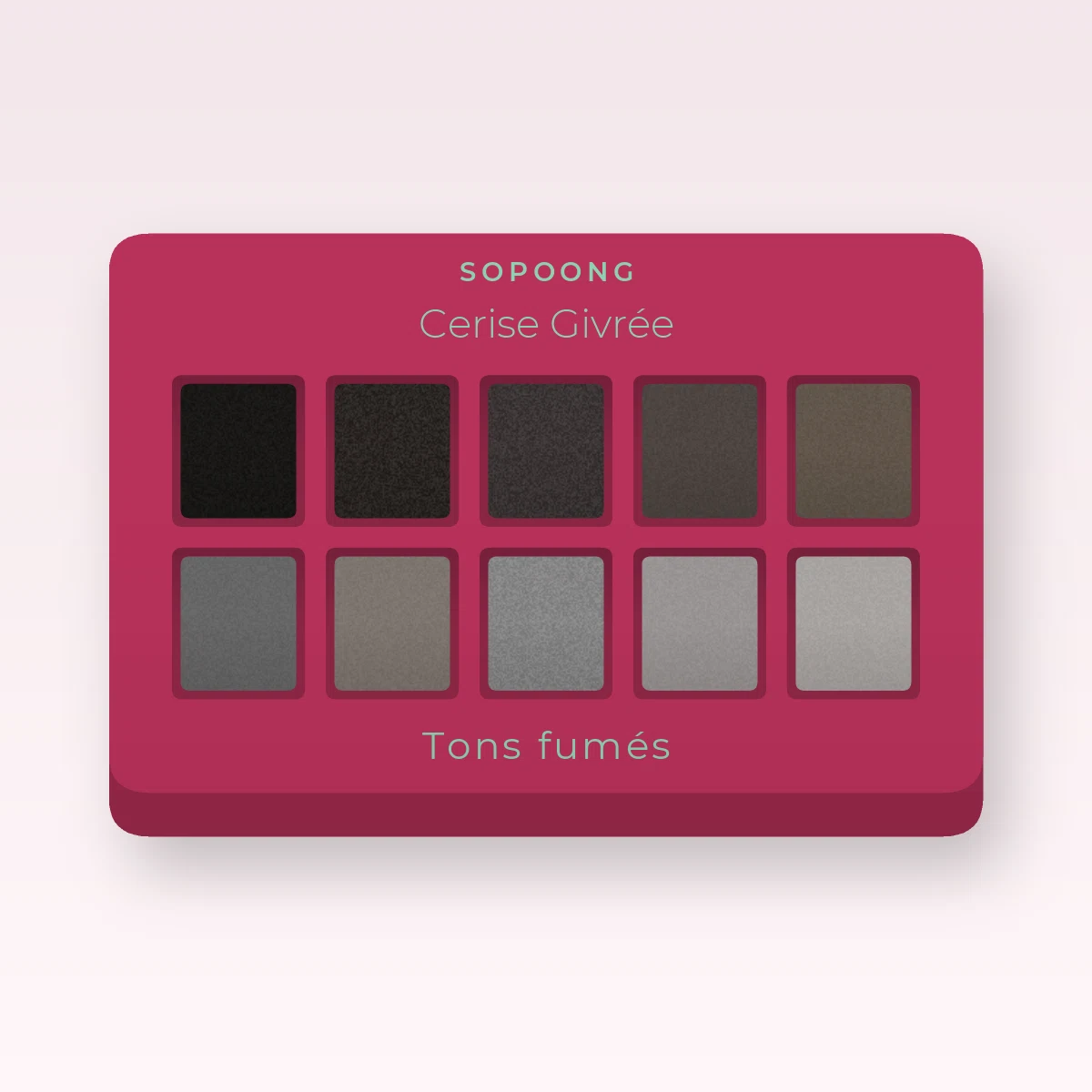 Palette yeux regard intense Cerise Givrée – Sopoong, 4 × 1,2 g, teinte Tons fumés