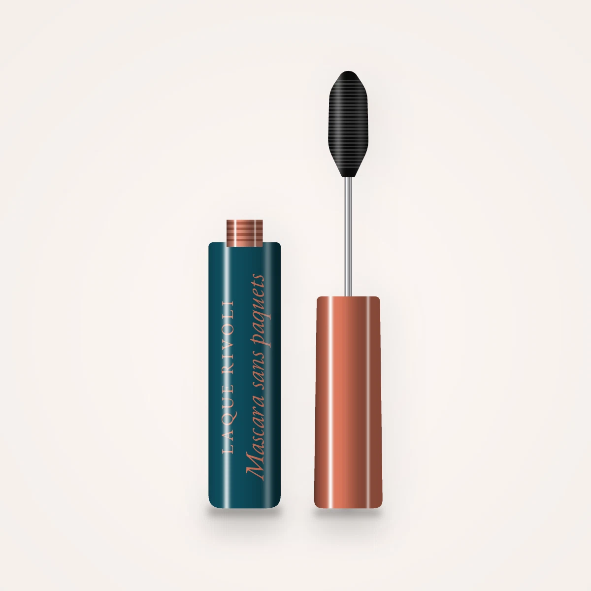 Mascara sans paquets à la cire de candelilla – Laque Rivoli, flacon et brosse 10 ml, teinte Noir intense