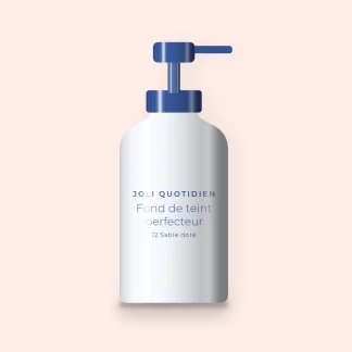 Fond de teint perfecteur à l'aloe vera – Joli Quotidien, flacon-pompe 35 ml, teinte 12 Sable doré