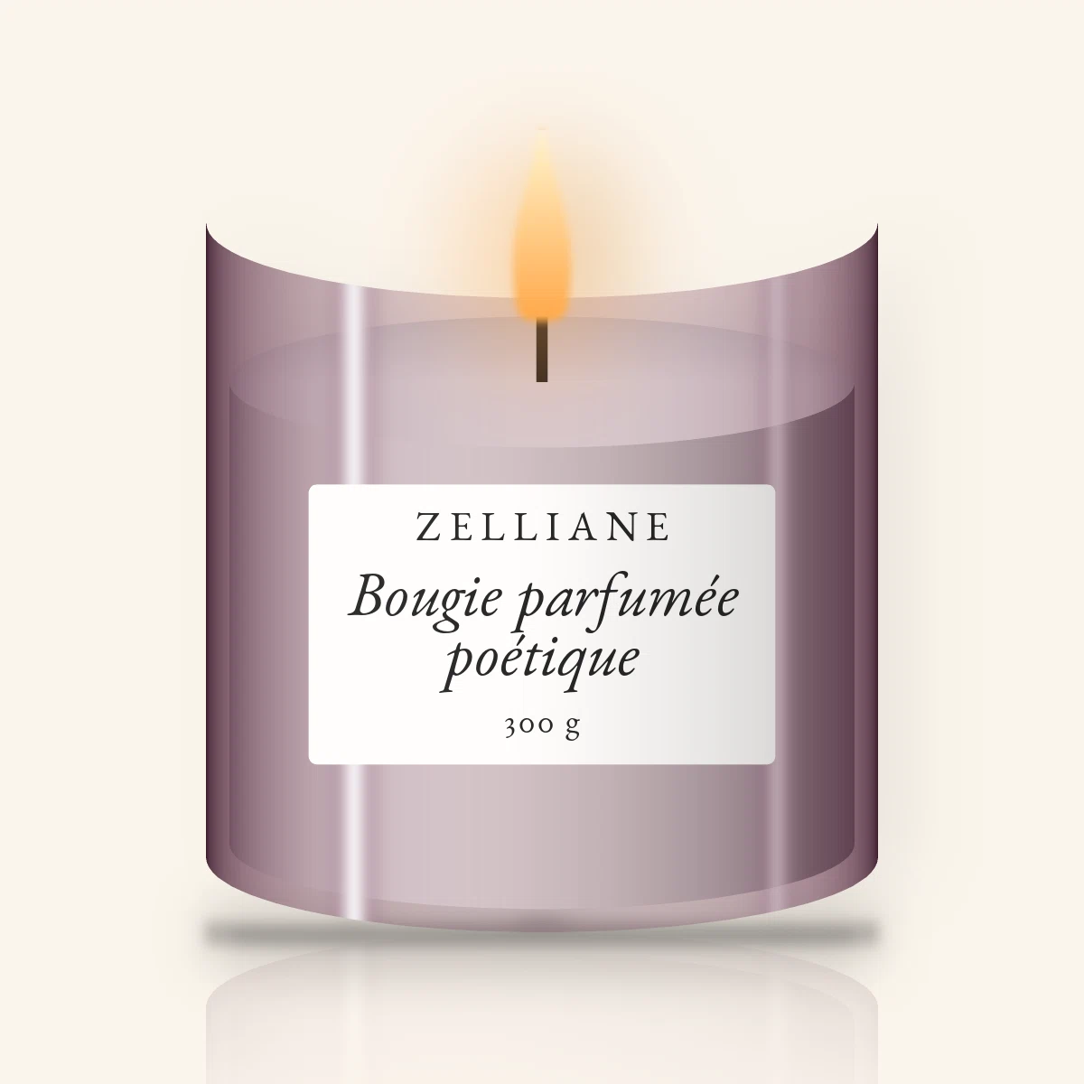 Bougie parfumée poétique au vétiver – Zelliane, pot en verre 300 g