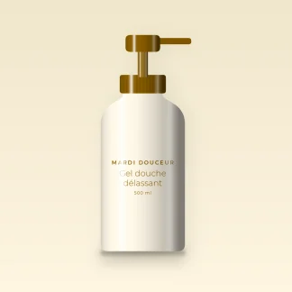 Gel douche et bain délassant au beurre de cacao – Mardi Douceur, flacon-pompe 500 ml