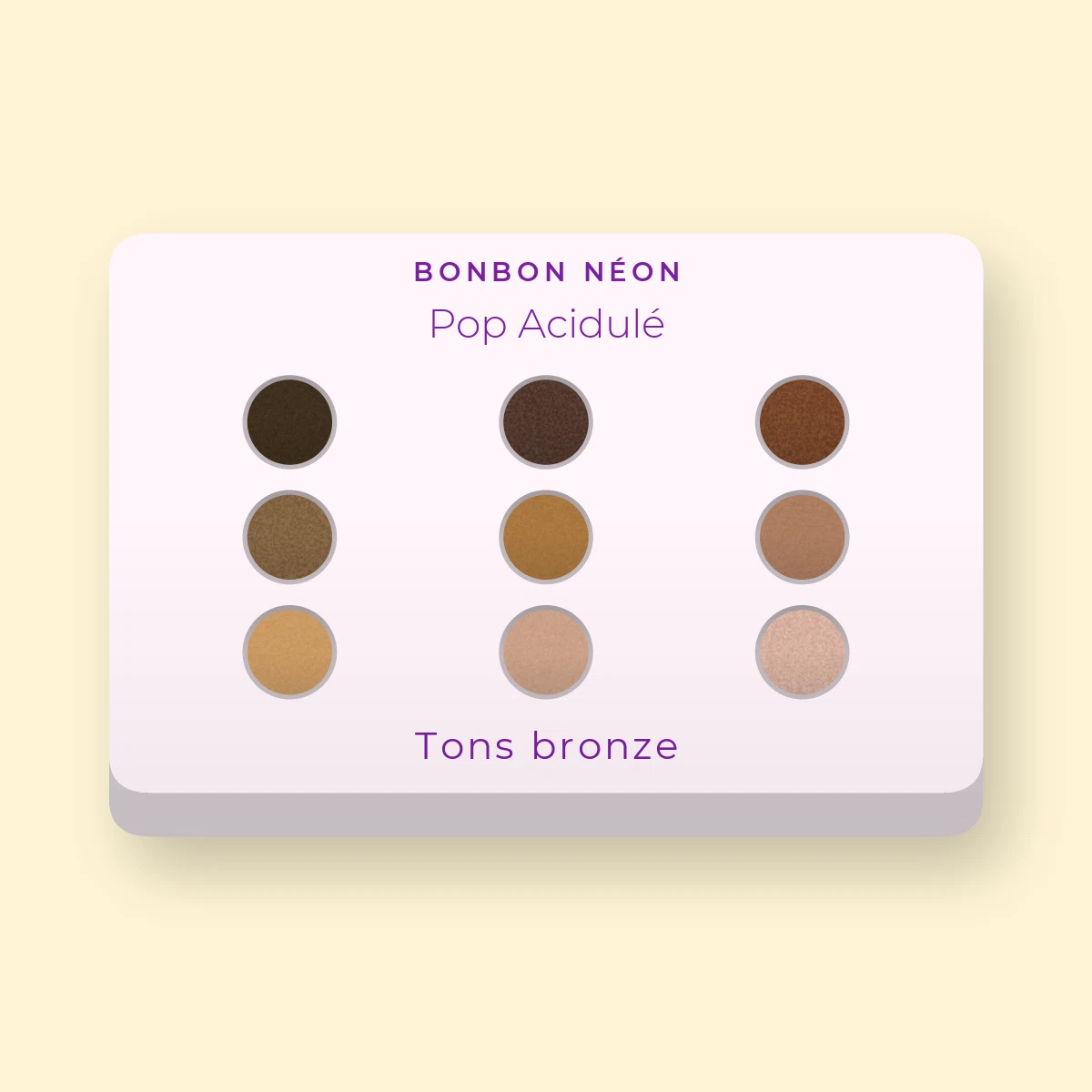 Palette yeux Pop Acidulé à l'huile de ricin – Bonbon Néon, 12 × 1 g, teinte Tons bronze