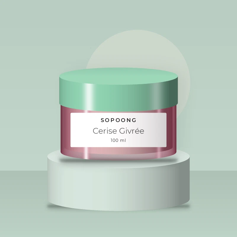 Masque visage Cerise Givrée à l'argile blanche – Sopoong, photo d'ambiance