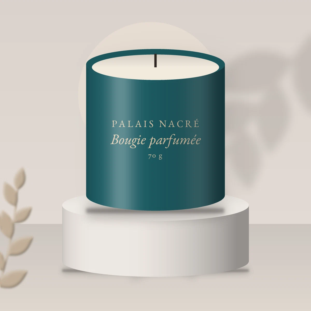 Bougie parfumée réconfortante à la menthe poivrée – Palais Nacré, photo d'ambiance