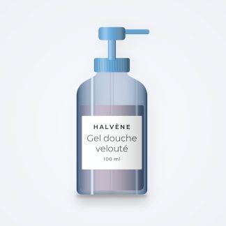 Gel douche velouté à l'huile de rose musquée – Halvène, flacon-pompe 100 ml