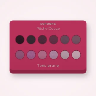 Palette yeux Pêche Douce intense – Sopoong, 9 × 1 g, teinte Tons prune