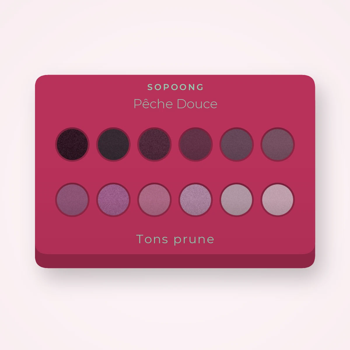 Palette yeux Pêche Douce intense – Sopoong, 9 × 1 g, teinte Tons prune