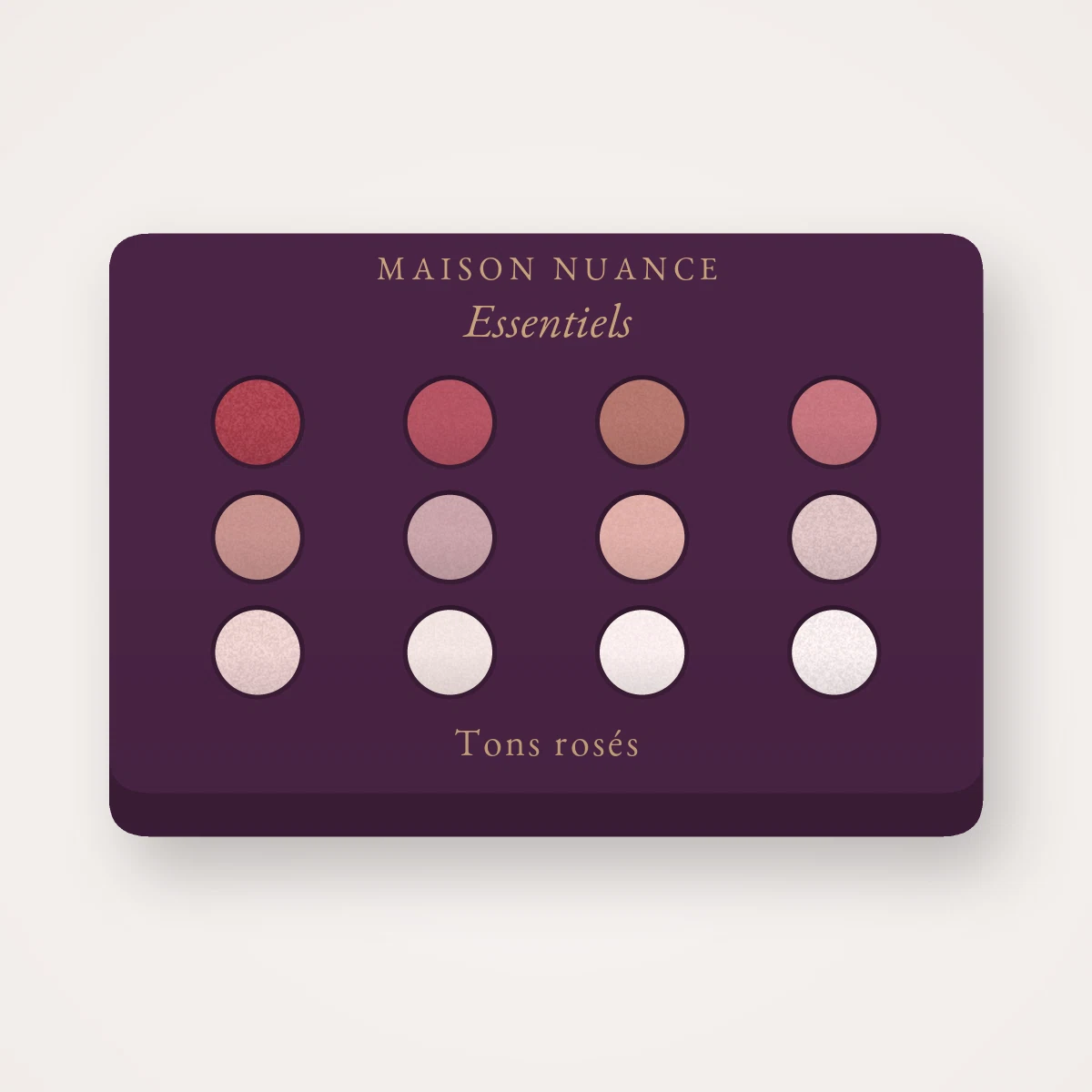 Palette yeux Essentiels complète – Maison Nuance, 12 × 1 g, teinte Tons rosés