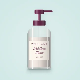 Nettoyant visage fraîcheur Médina Bleue – Zelliane, flacon-pompe 400 ml