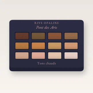 Palette yeux Pont des Arts à l'huile de raisin – Rive Opaline, 4 × 1,2 g, teinte Tons chauds