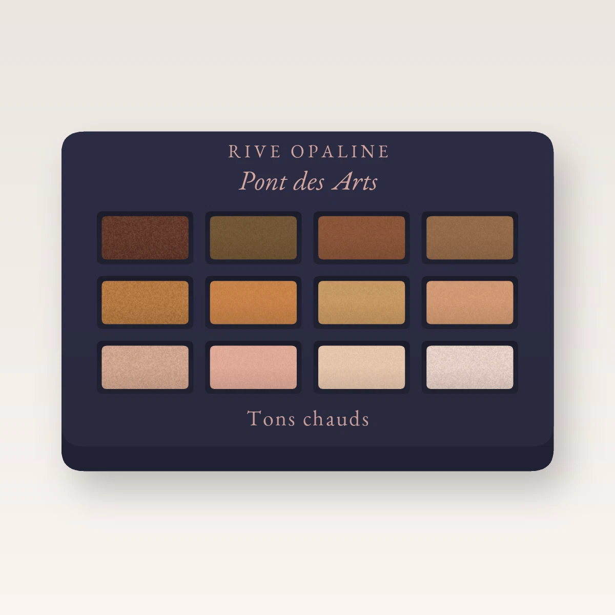 Palette yeux Pont des Arts à l'huile de raisin – Rive Opaline, 4 × 1,2 g, teinte Tons chauds